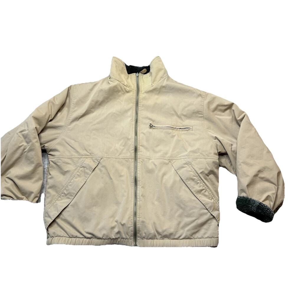 VTG Woolrich Utility Barn Chore Coat Bomber Jacket XL Reversible Sherpa Workwear